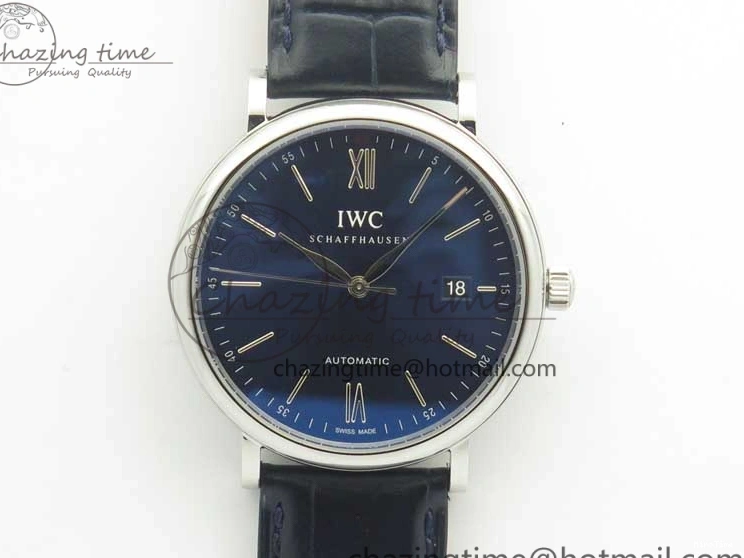 MIROTIME 0402 Refined Portofino Automatic SS MKF 1:1 Best Edition Blue Dial On Blue Leather Strap MIYOTA 9015 V 7201